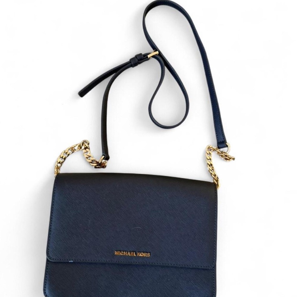Michael Kors Navy Crossbody Bag with Gold Accents